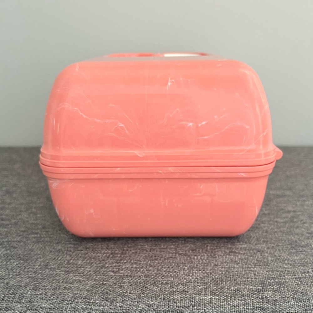 Caboodles Peach Marble Make Up Carry Case Organizer With Mirror Retro NOT VTG - Picture 3 of 13